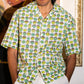 half sleeve Indian Hand Block Print  Green Cartoon Face Print Shirt – Trendy & Eye-Catching Style  100% Cotton Fabric