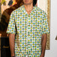 half sleeve Indian Hand Block Print  Green Cartoon Face Print Shirt – Trendy & Eye-Catching Style  100% Cotton Fabric