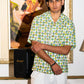 half sleeve Indian Hand Block Print  Green Cartoon Face Print Shirt – Trendy & Eye-Catching Style  100% Cotton Fabric