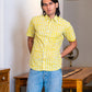 half sleeve Indian Hand Block Print Shirt  Sunlit Grid Print Casual Design Shirt 100% Cotton Fabric