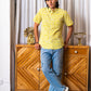 half sleeve Indian Hand Block Print Shirt  Sunlit Grid Print Casual Design Shirt 100% Cotton Fabric