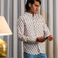 Full Sleeve Indian Hand Block Print Shirt Sunflower Buti Print Mandarin Collar Shirt 100% Cotton Fabric