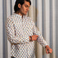 Full Sleeve Indian Hand Block Print Shirt Sunflower Buti Print Mandarin Collar Shirt 100% Cotton Fabric