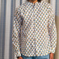 Full Sleeve Indian Hand Block Print Shirt Sunflower Buti Print Mandarin Collar Shirt 100% Cotton Fabric