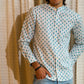 Full Sleeve Indian Hand Block Print Shirt Azure Geometric Buti Print Mandarin Shirt 100% Cotton Fabric
