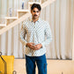 Full Sleeve Indian Hand Block Print Shirt Indigo Floral Buti Print Classic Shirt 100% Cotton Fabric