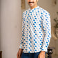 Full Sleeve Indian Hand Block Print Shirt Stylish White & Blue Printed Casual Shirt 100% Cotton Fabric