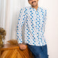 Full Sleeve Indian Hand Block Print Shirt Stylish White & Blue Printed Casual Shirt 100% Cotton Fabric