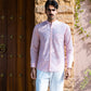 Full Sleeve Indian Hand Block Print Shirt Elegant Pink Printed Mandarin Collar Shirt 100% Cotton Fabric