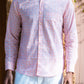 Full Sleeve Indian Hand Block Print Shirt Elegant Pink Printed Mandarin Collar Shirt 100% Cotton Fabric