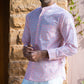 Full Sleeve Indian Hand Block Print Shirt Elegant Pink Printed Mandarin Collar Shirt 100% Cotton Fabric