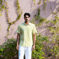half sleeve Indian Hand Block Print Shirt Lime Abstract Print Casual Shirt   100% Cotton Fabric