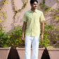 half sleeve Indian Hand Block Print Shirt Lime Abstract Print Casual Shirt   100% Cotton Fabric