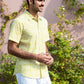 half sleeve Indian Hand Block Print Shirt Lime Abstract Print Casual Shirt   100% Cotton Fabric