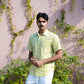 half sleeve Indian Hand Block Print Shirt Lime Abstract Print Casual Shirt   100% Cotton Fabric