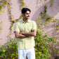 half sleeve Indian Hand Block Print Shirt Lime Abstract Print Casual Shirt   100% Cotton Fabric