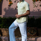 half sleeve Indian Hand Block Print Shirt Soft Lime Textured Casual Shirt 100% Cotton Fabric