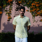 half sleeve Indian Hand Block Print Shirt Soft Lime Textured Casual Shirt 100% Cotton Fabric
