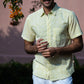 half sleeve Indian Hand Block Print Shirt Soft Lime Textured Casual Shirt 100% Cotton Fabric
