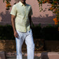 half sleeve Indian Hand Block Print Shirt Soft Lime Textured Casual Shirt 100% Cotton Fabric