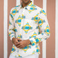 Full Sleeve Indian Hand Block Print Shirt  Trendy White “OK Please” Graphic Printed Shirt 100% Cotton Fabric