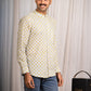 Full Sleeve Indian Hand Block Print Shirt Mustard Geometric Print Cotton Kurta  100% Cotton Fabric