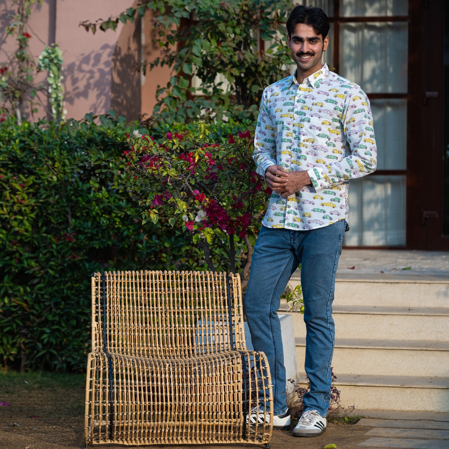Full Sleeve Indian Hand Block Print Shirt Retro Ride Print Cotton Casual