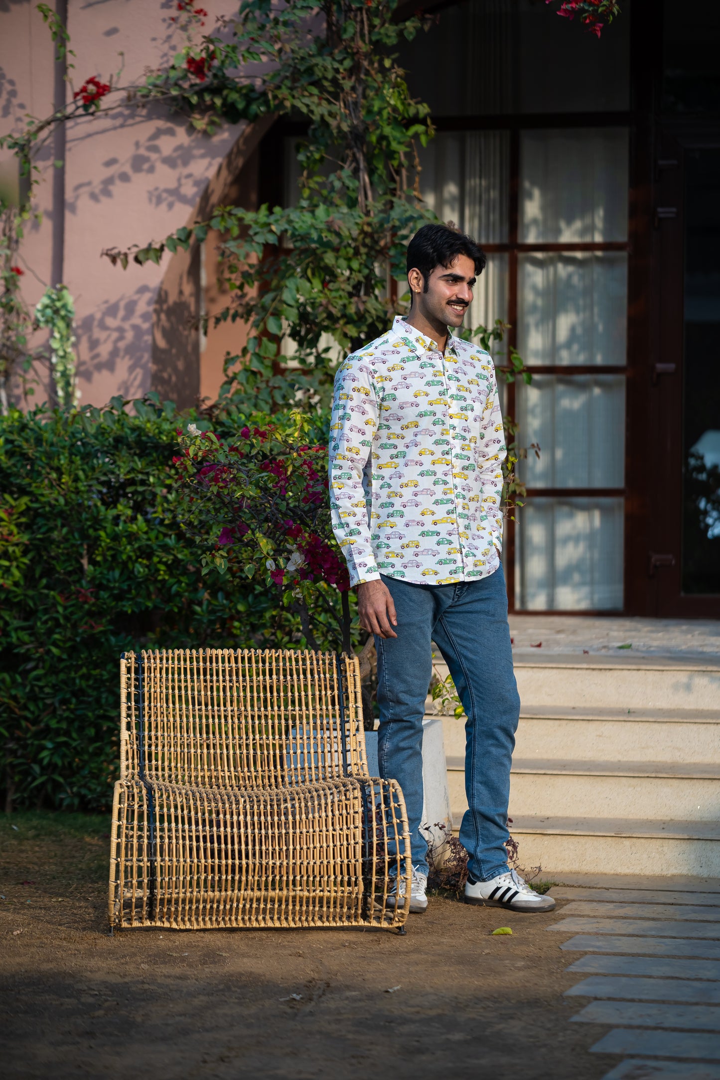 Full Sleeve Indian Hand Block Print Shirt Retro Ride Print Cotton Casual