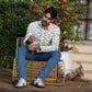 Full Sleeve Indian Hand Block Print Shirt Retro Ride Print Cotton Casual
