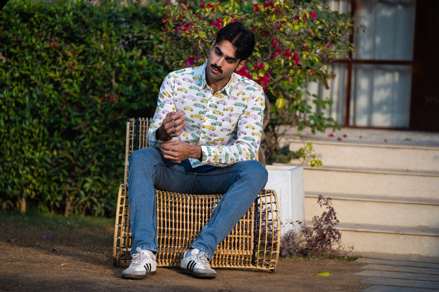 Full Sleeve Indian Hand Block Print Shirt Retro Ride Print Cotton Casual