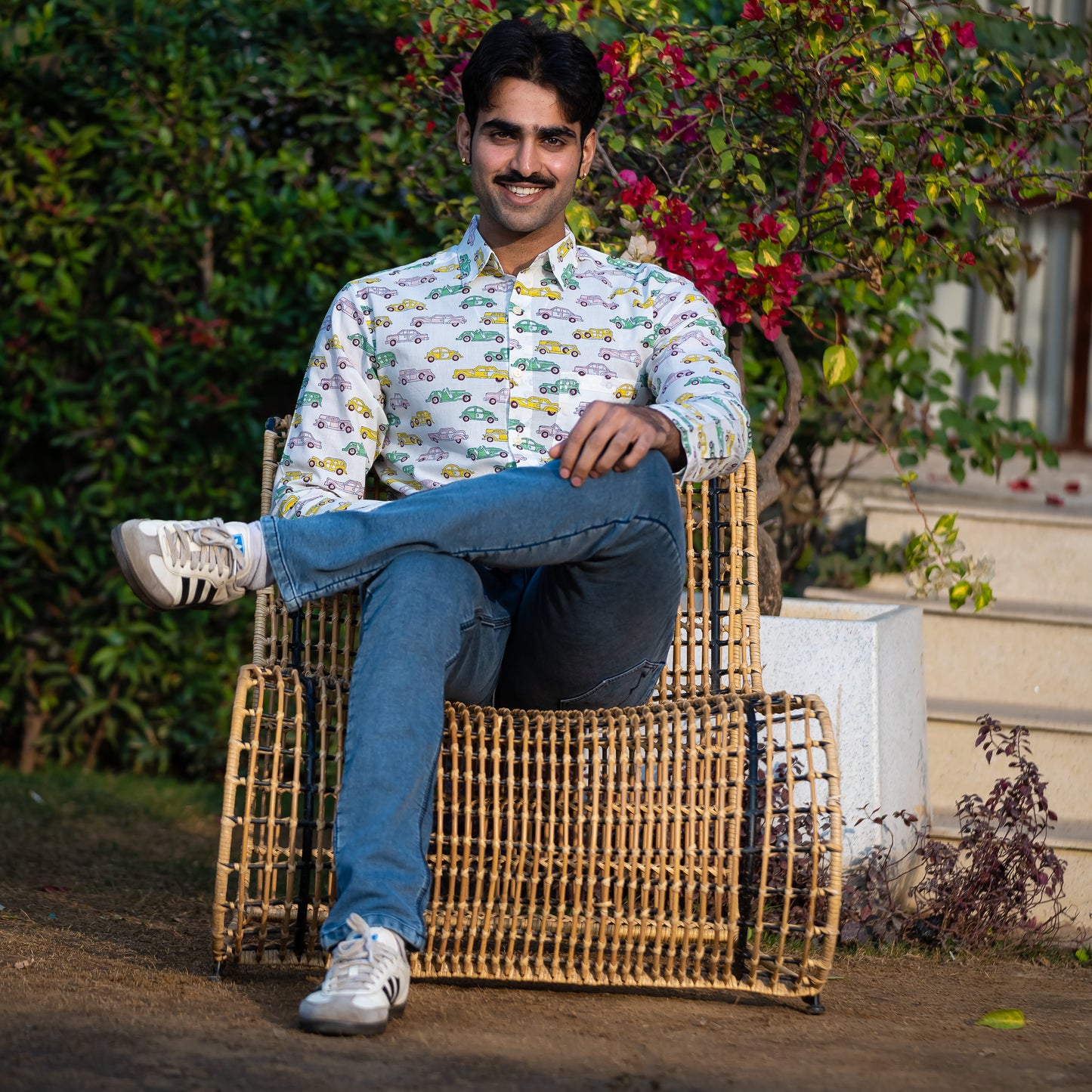 Full Sleeve Indian Hand Block Print Shirt Retro Ride Print Cotton Casual