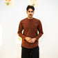 Full Sleeve Indian Classic Rust Brown Mandarin Collar Shirt for Men