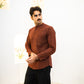 Full Sleeve Indian Classic Rust Brown Mandarin Collar Shirt for Men