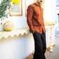 Full Sleeve Indian Classic Rust Brown Mandarin Collar Shirt for Men