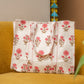 Awdhesh Kumar Repeating Blossom Cotton Hand Block Printed Tote Bag for Women