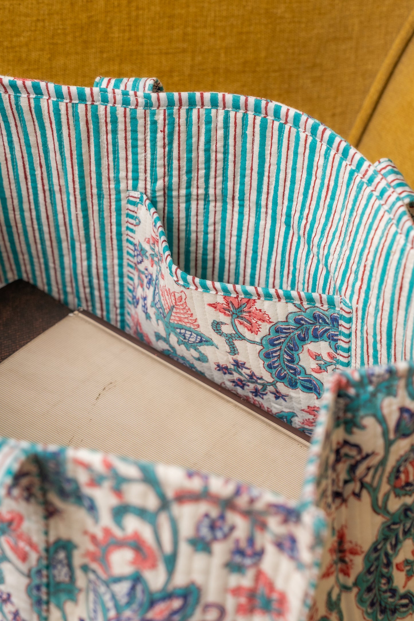 Awdhesh Kumar Botanical Paisley Cotton Hand Block Printed Tote Bag for Women