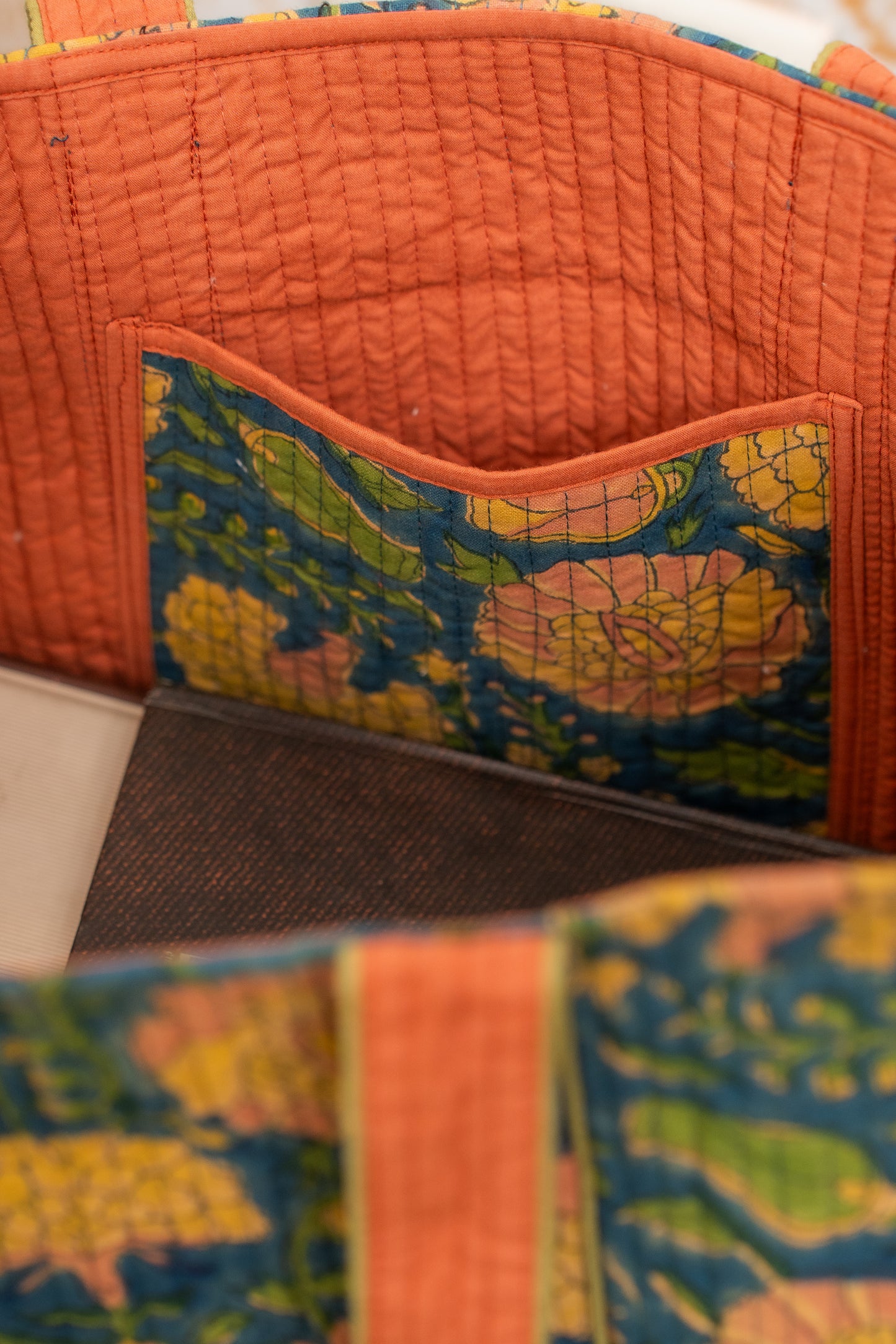 Awdhesh Kumar Mehndi Bloom Bag Cotton Hand Block Printed Tote Bag for Women