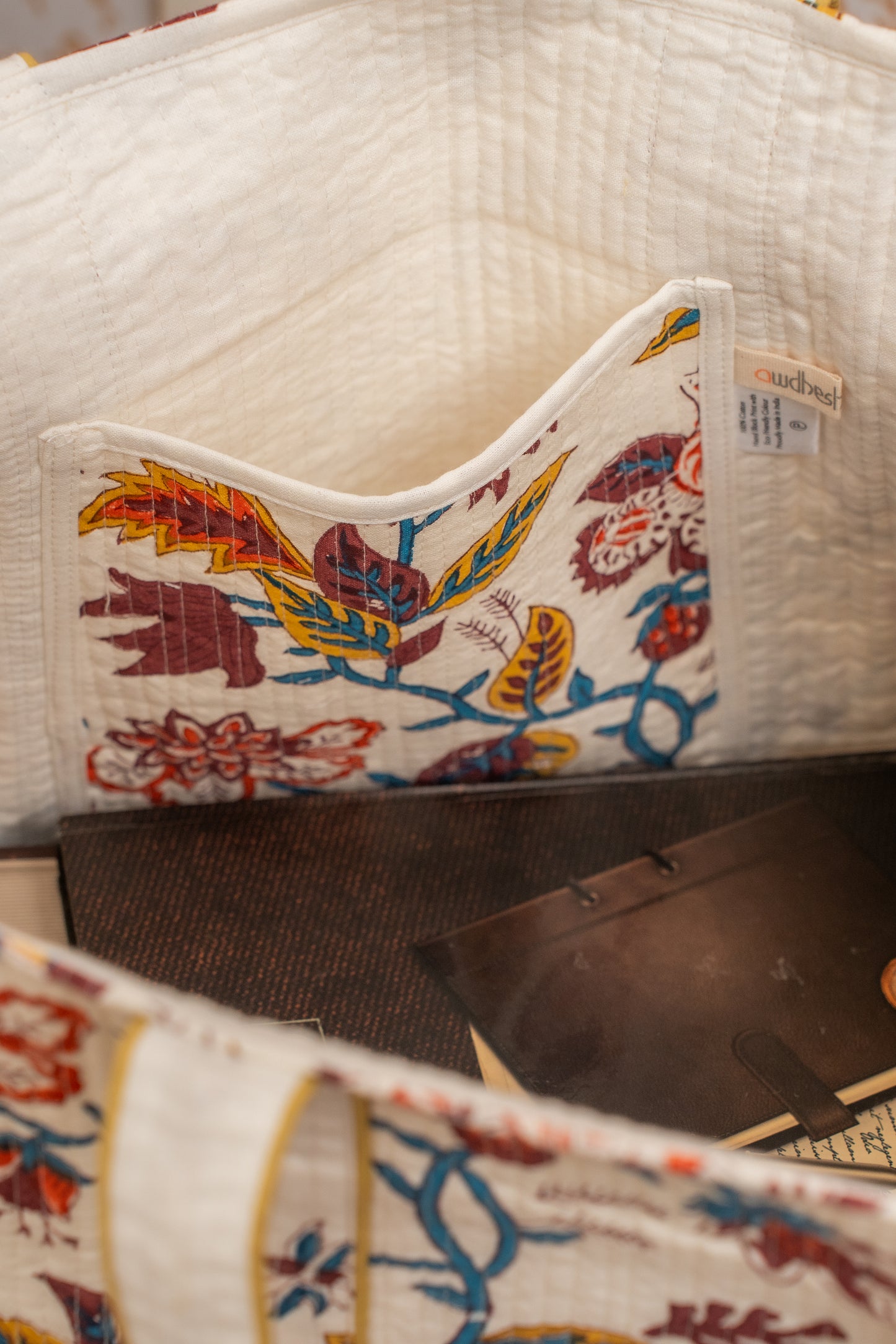 Awdhesh Kumar floral tapestry Cotton Hand Block Printed Tote Bag for Women