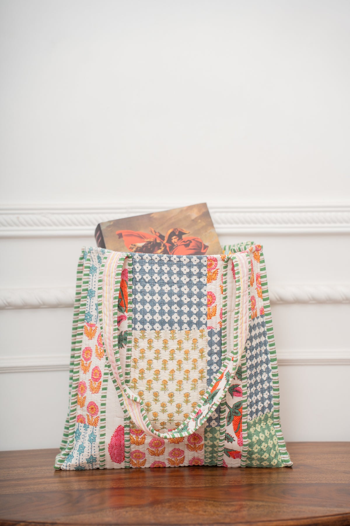 Awdhesh Kumar Mustard Floral Cotton Hand Block Printed Tote Bag for Women