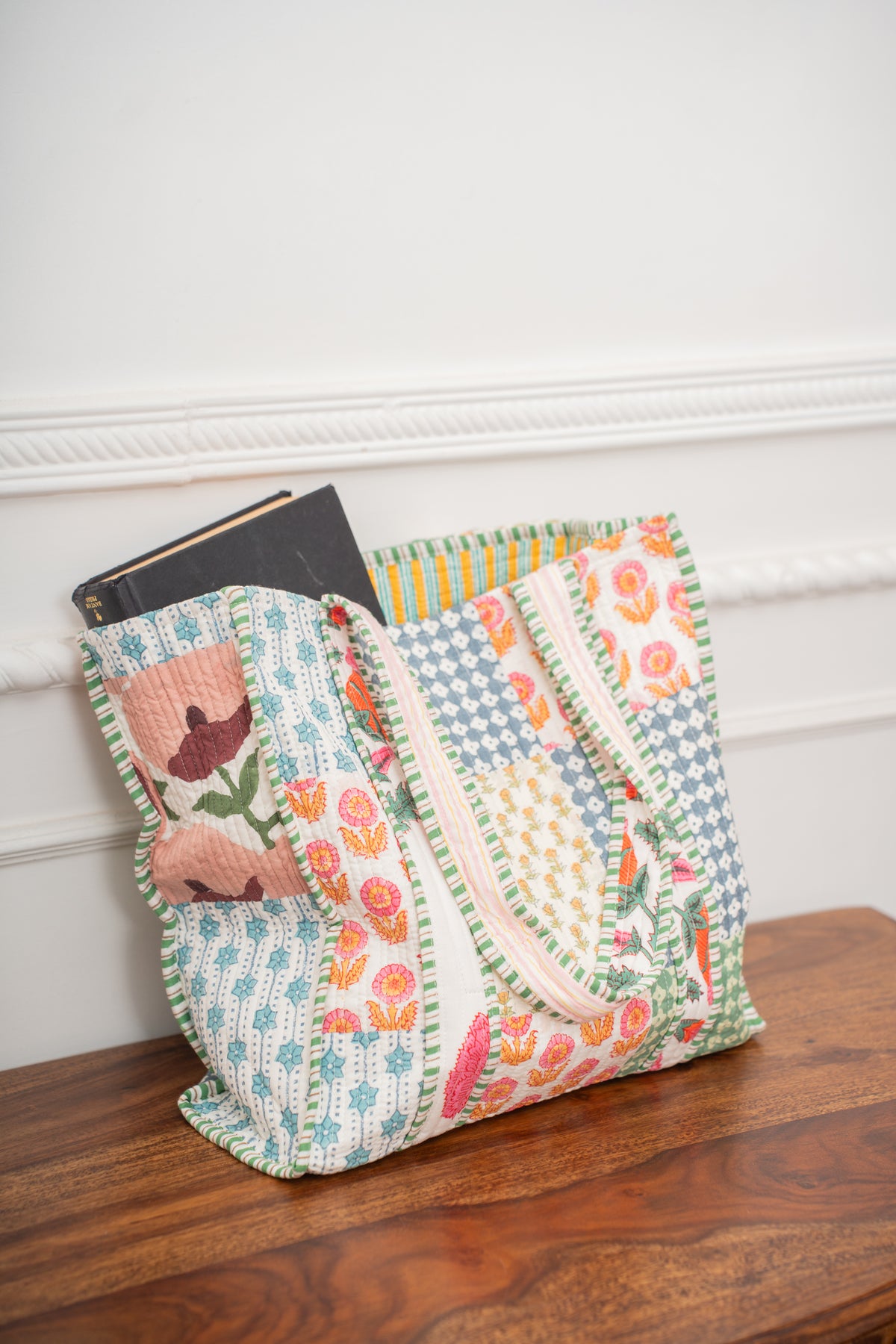 Awdhesh Kumar Mustard Floral Cotton Hand Block Printed Tote Bag for Women