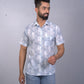 half sleeve Indian Hand Block Print Shirt Game of Line Blue Design Shirt 100% Cotton Fabric