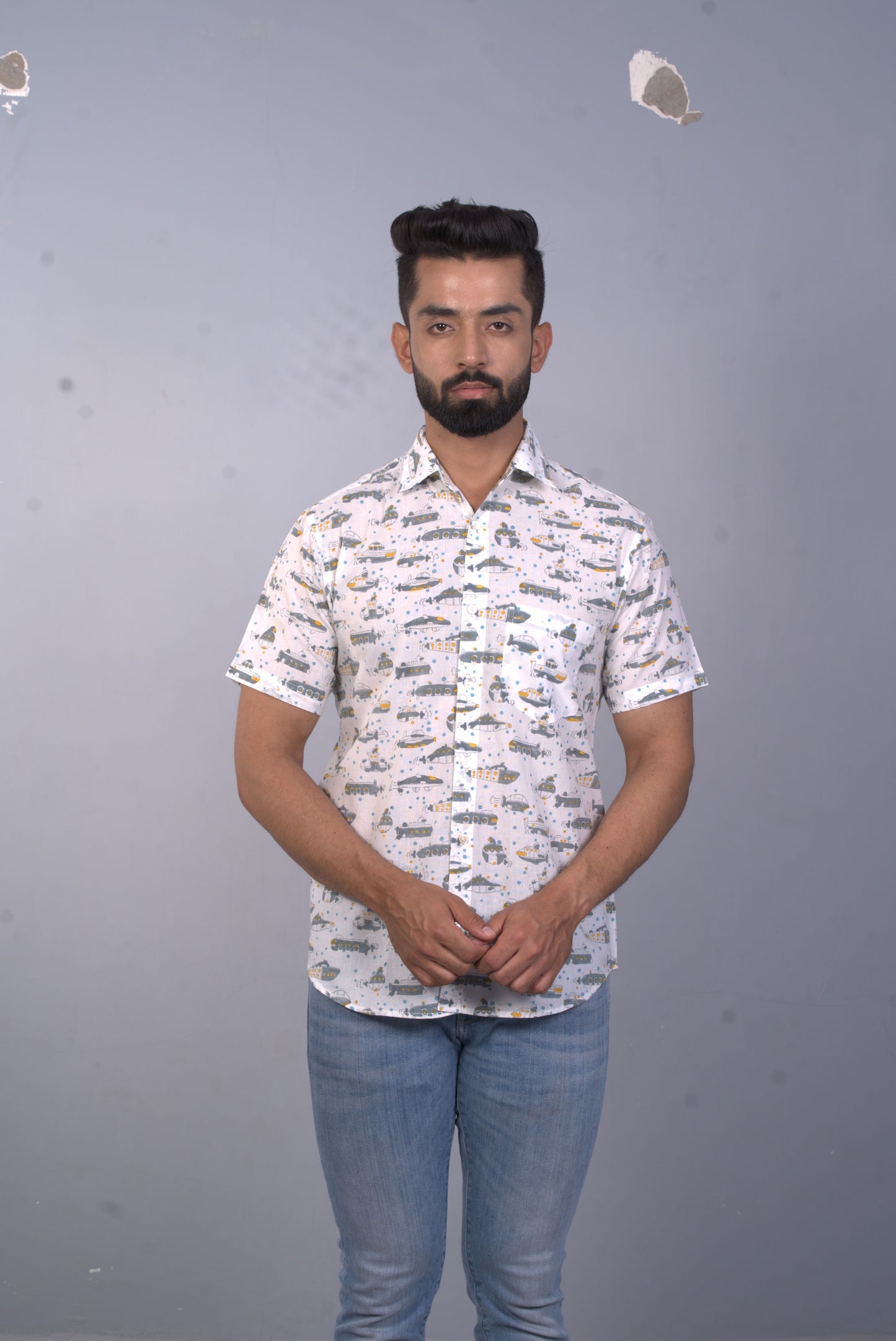half sleeve Indian Hand Block Print Shirt Travel Explorer Design Shirt 100% Cotton Fabric
