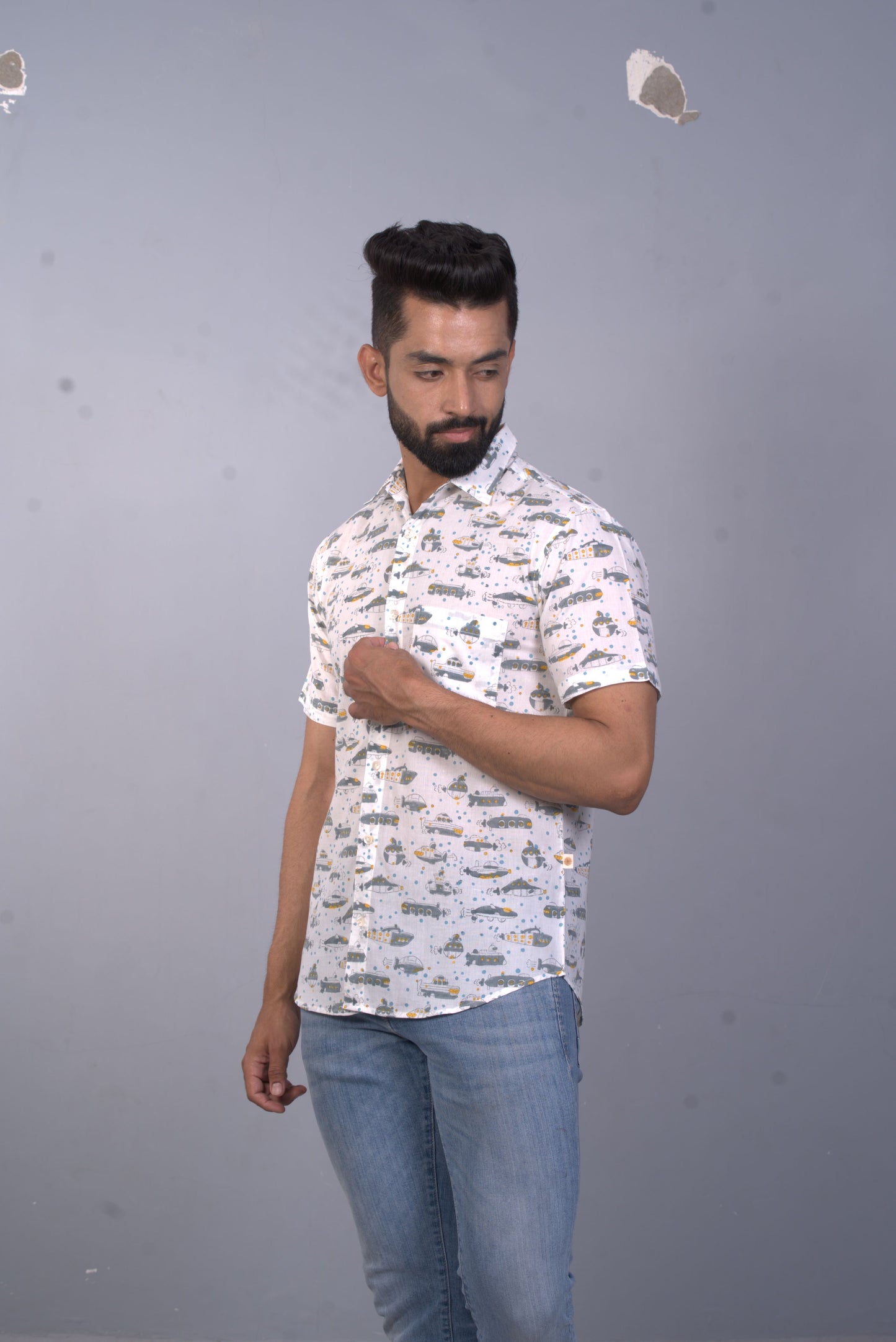 half sleeve Indian Hand Block Print Shirt Travel Explorer Design Shirt 100% Cotton Fabric
