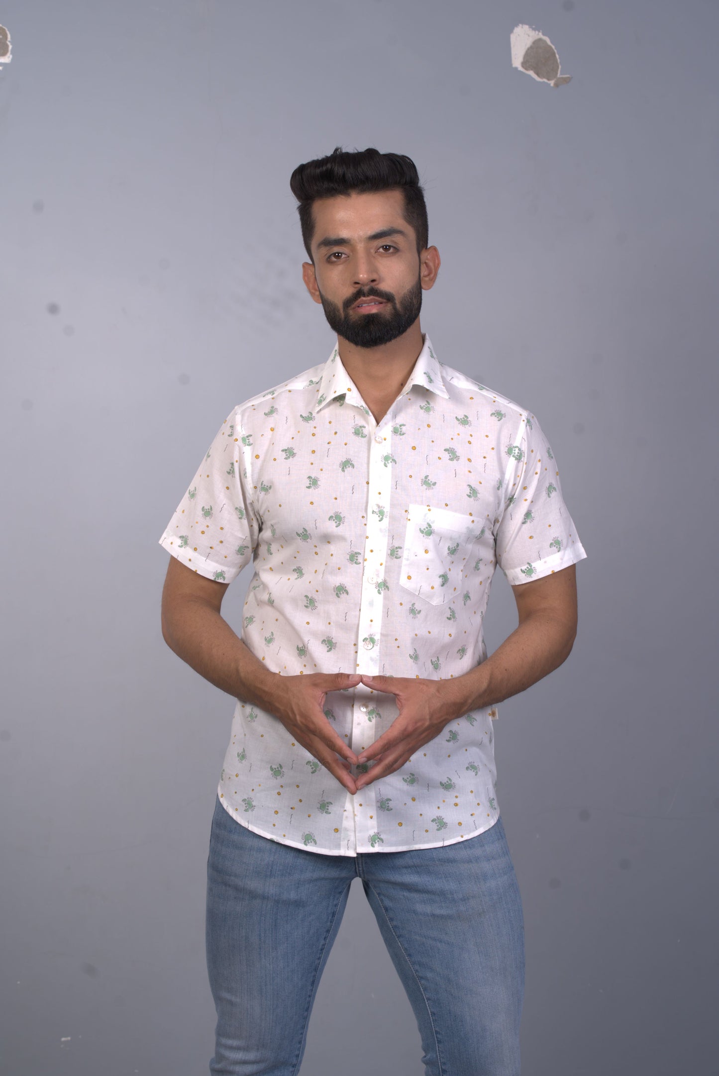 half sleeve Indian Hand Block Print Shirt Krabby Design Shirt 100% Cotton Fabric