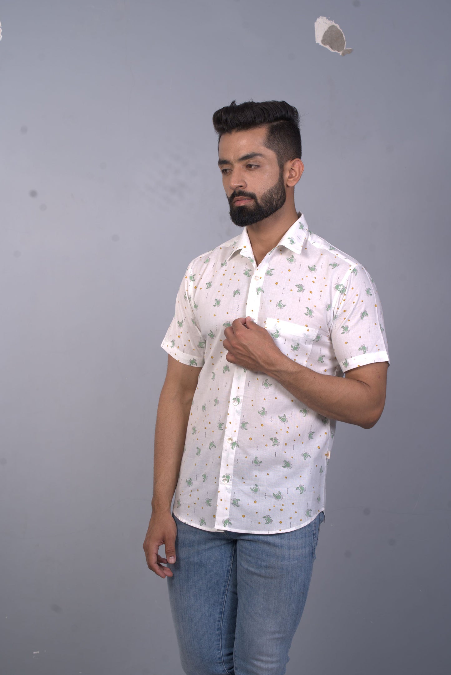 half sleeve Indian Hand Block Print Shirt Krabby Design Shirt 100% Cotton Fabric