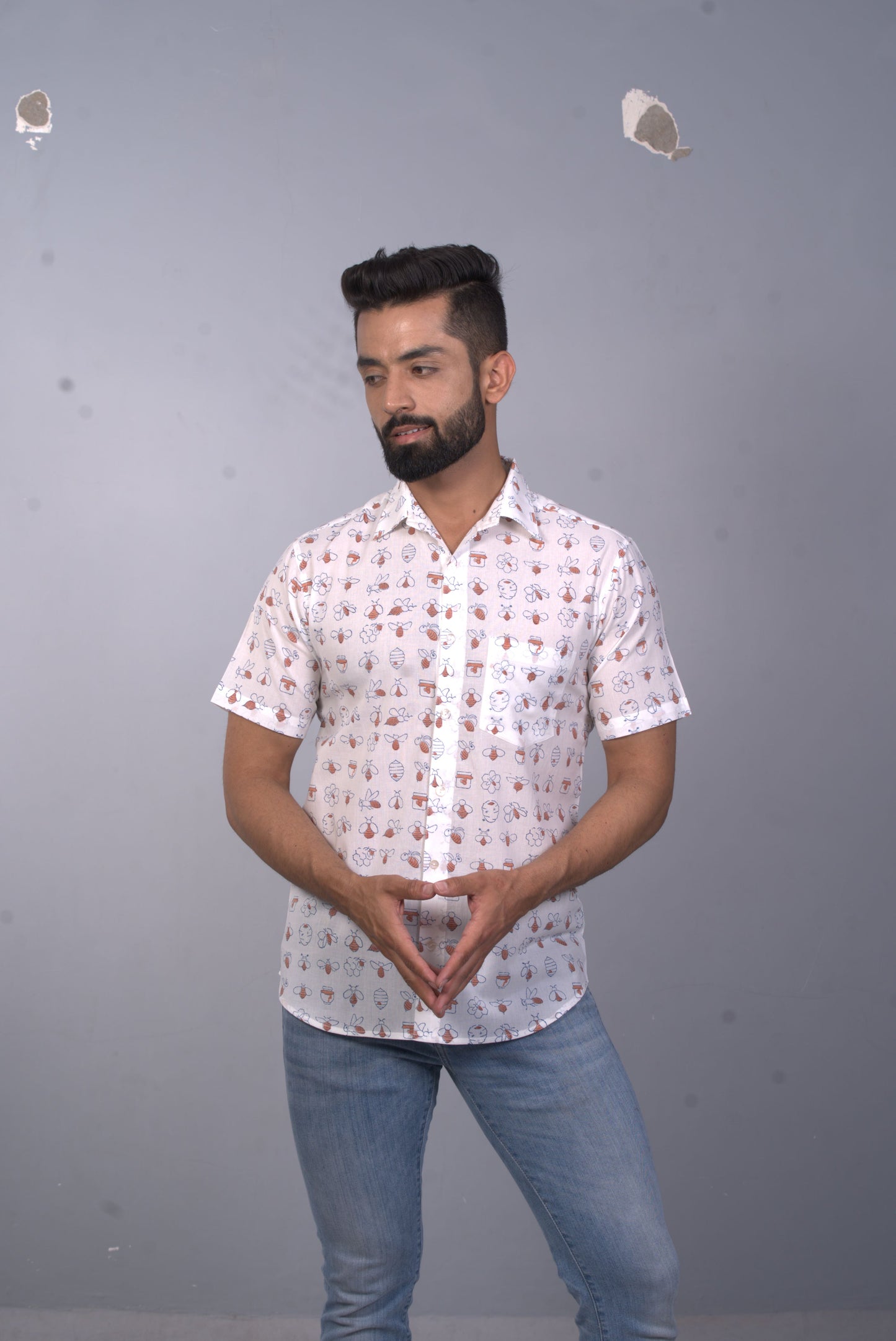 half sleeve Indian Hand Block Print Shirt handmade Design Shirt 100% Cotton Fabric