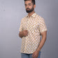 half sleeve Indian Hand Block Print Shirt Scooter Vespa Yellow Design Design Shirt 100% Cotton Fabric