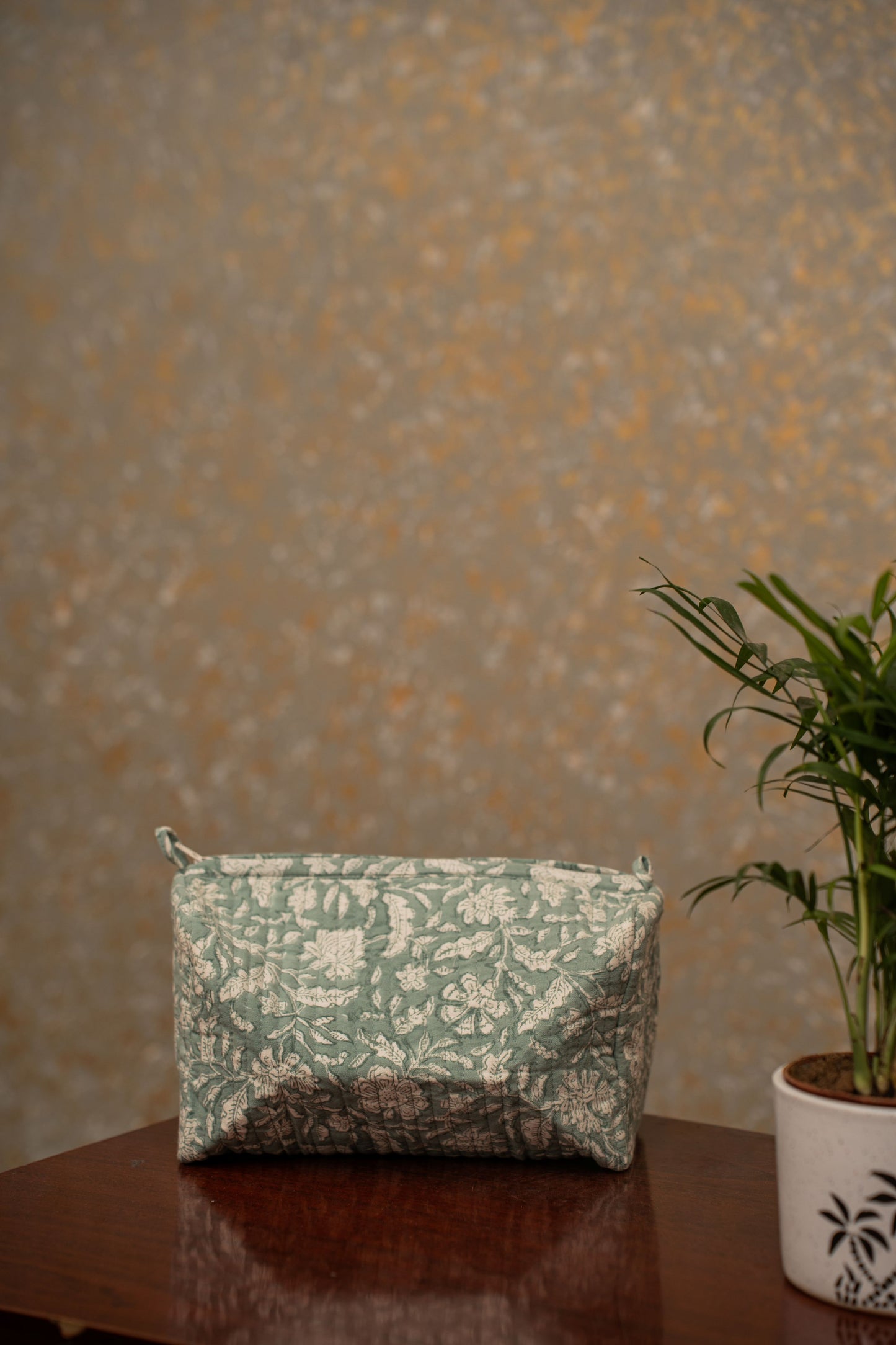 Awdhesh Kumar Soft Botanical Breeze Cotton Hand Block Printed Toiletry Bags for Women