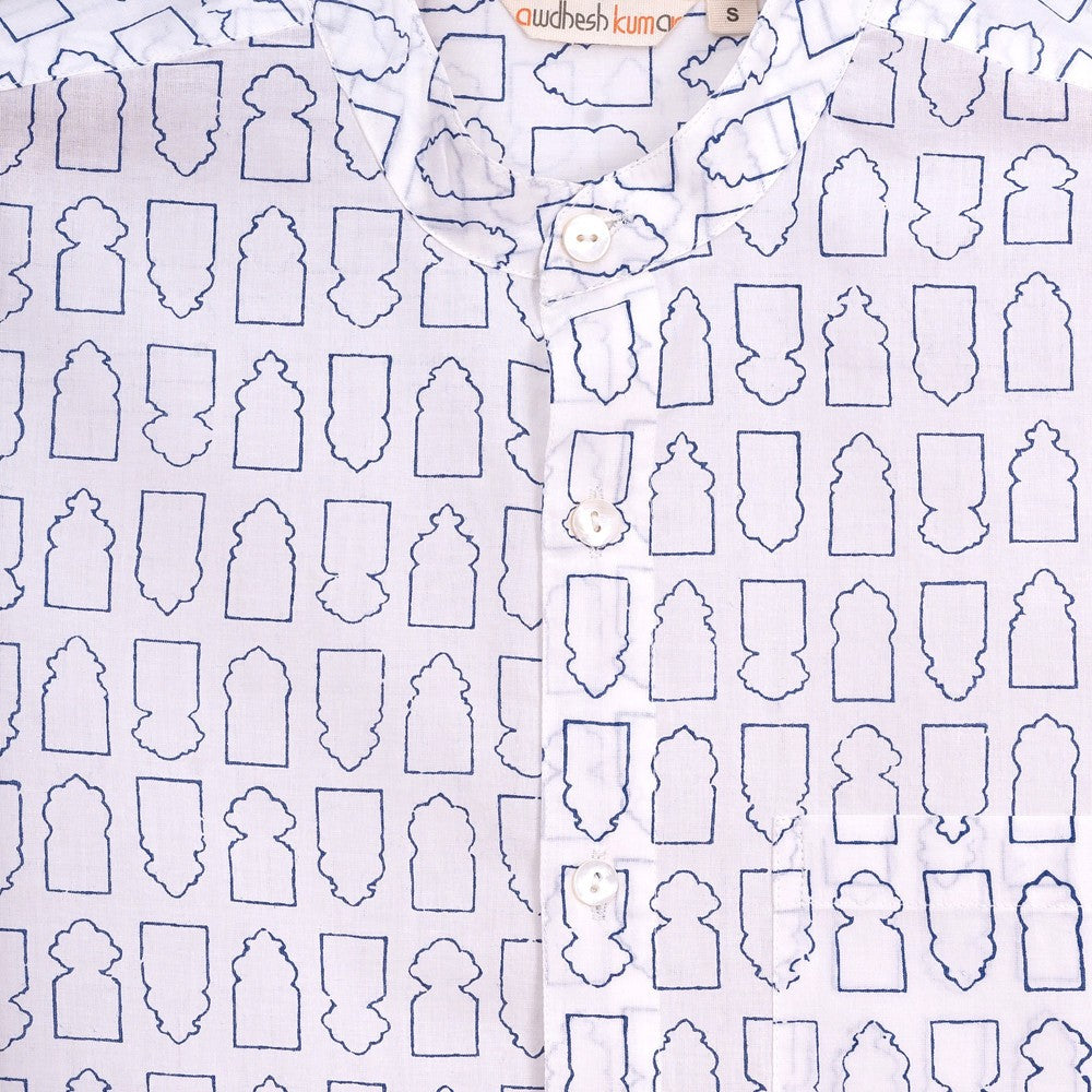 Full Sleeve Indian Hand Block Print Shirt Jharokha Design Shirt 100% Cotton Fabric