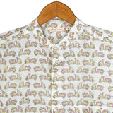 Full Sleeve Indian Hand Block Print Shirt Vespa Pink Green Design Shirt 100% Cotton Fabric